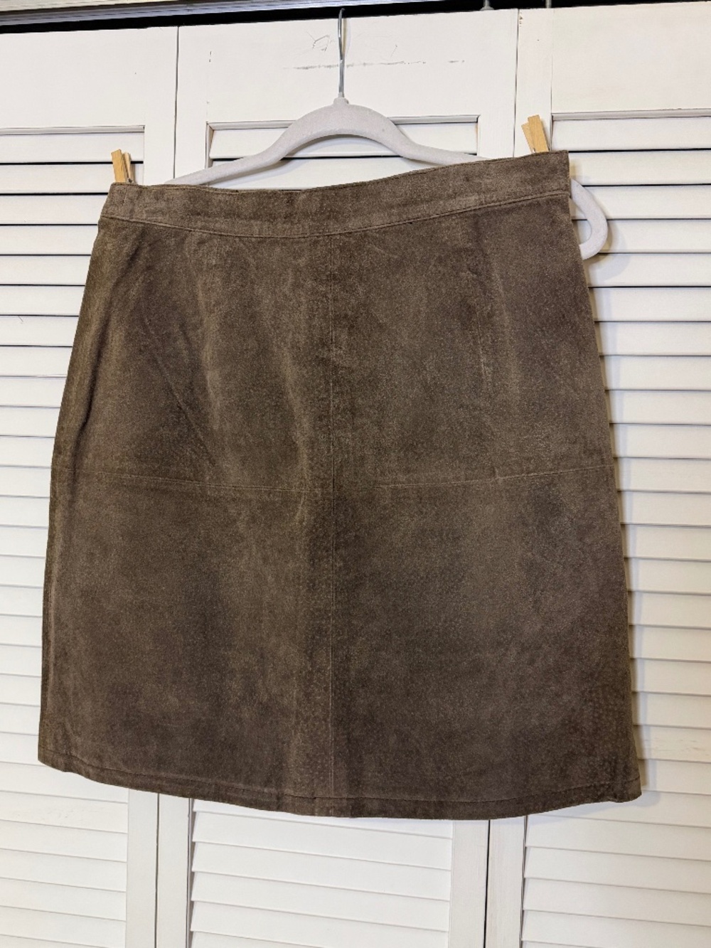 Vintage Styleworks Tan Brown Leather Suede MINI Skirt Sz 14 Lined